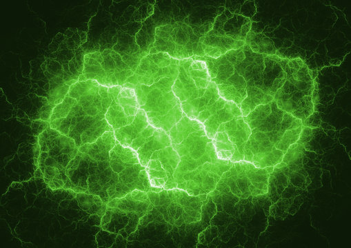 Green power, abstract plasma lightning