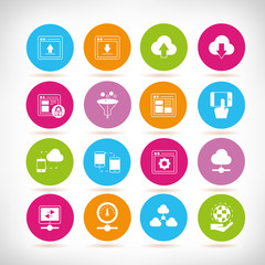 cloud computing, network icons, web development icons