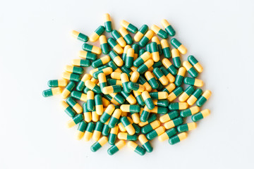 yellow and green capsule medicine 