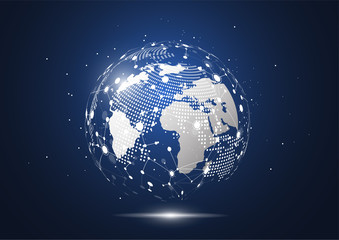 Global network connection. World map point and line composition concept of global business. Vector Illustration