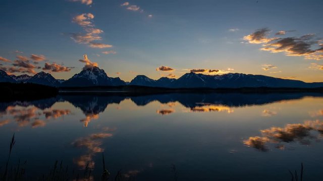 TL Grand Teton - Jackson Lake Mirrors Grand Teton Range at Twilight