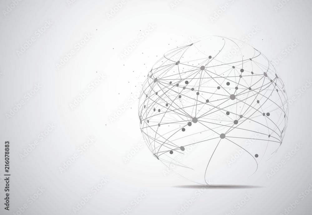 Poster global network connection. world map point and line composition concept of global business. vector i