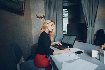 businesswoman in cafe