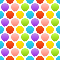 Colorful balloons on white simple seamless pattern, vector