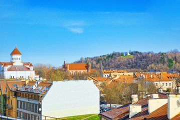 View of Vilnius from the hill of the Bastion of the Vilnius City Wall.