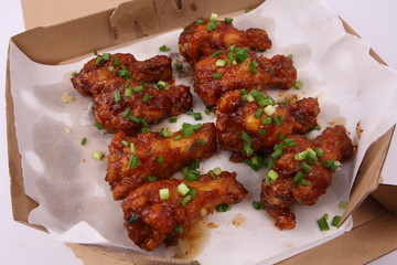  fried chicken with white backdrop.