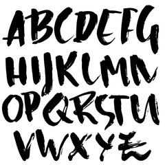 Hand drawn modern dry brush lettering. Grunge style alphabet. Handwritten font. Vector illustration.