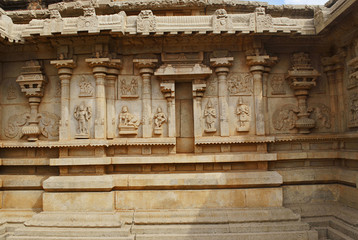 Outer wall of the main shrine, Hazara Rama Temple. Royal Center or Royal Enclosure. Hampi, Karnataka