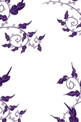 Vine border illustration twinning leaves on edge of open copy space, isolated frame design