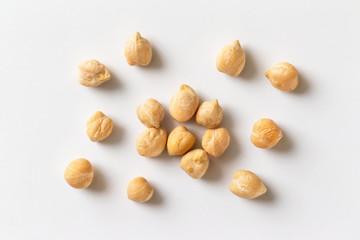 Chickpea beans at white iisolated background.