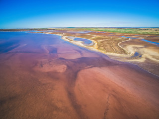 Shallow salt water patches of Lake Tyrrell, Victoria, Australia - aerial landscape