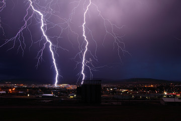 Direct lightning strikes within city.