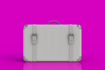 Suitcase of a traveler isolated on pink background, 3D rendering
