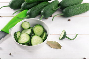 Cucumber on wooden background