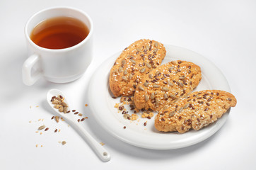 Cookies with seeds and tea