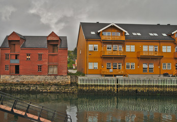 Traditional wooden scandinavian rural house
