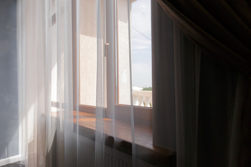 Fototapeta na wymiar Close up view of bright curtain