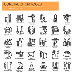 Construction Tools , Thin Line and Pixel Perfect Icons.