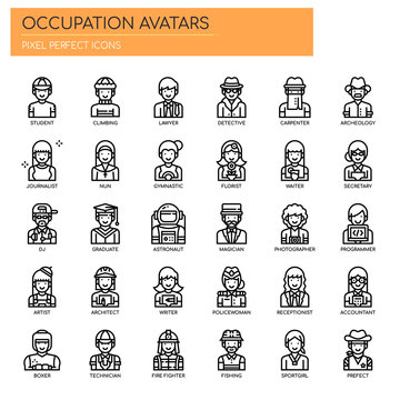 Occupation Avatars , Thin Line and Pixel Perfect Icons
