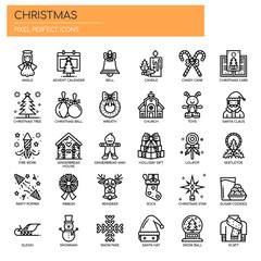 Christmas Elements , Thin Line and Pixel Perfect Icons