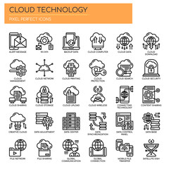 Cloud Technology , Thin Line and Pixel Perfect Icons