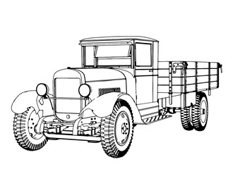 outline retro truck vector