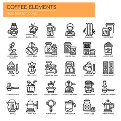 Coffee Elements , Thin Line and Pixel Perfect Icons