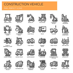 Construction Vehicle , Thin Line and Pixel Perfect Icons.