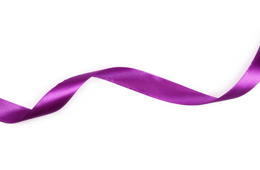 Purple ribbon isolated on white background, top view