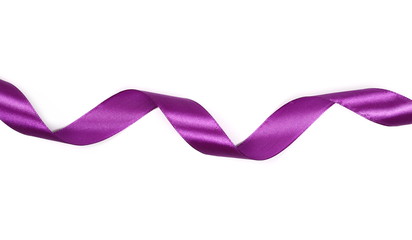 Purple ribbon isolated on white background, top view