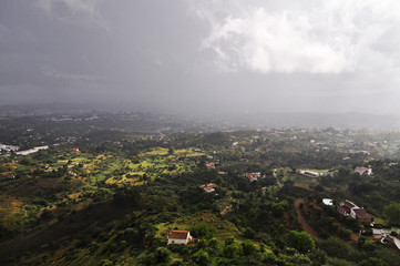 rain cloud over the city