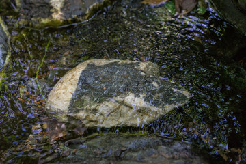 Naklejka na ściany i meble small creek with water and big rocks