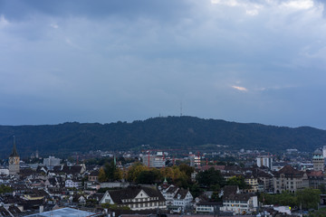 Zurich, Switzerland City Panorama at evening sunset