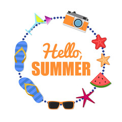 hello, summer background circle. Vector illustration. For web, poster