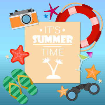 Summer time background with text.