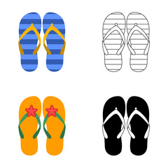 Summer colorful flops set, flat illustration