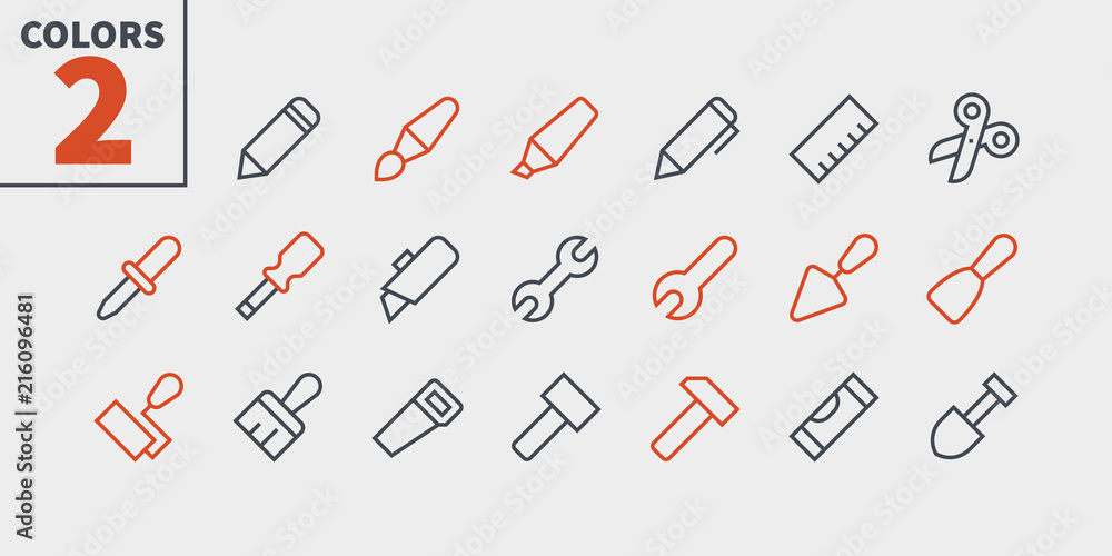 Poster tools pixel perfect well-crafted vector thin line icons 48x48 ready for 24x24 grid for web graphics 