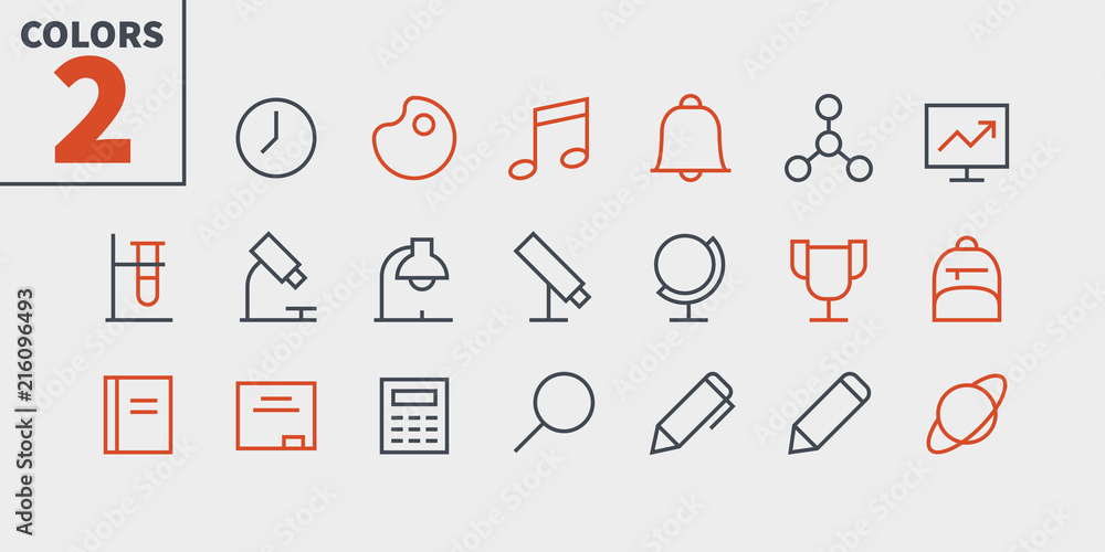 Poster school subjects pixel perfect well-crafted vector thin line icons 48x48 ready for 24x24 grid for web