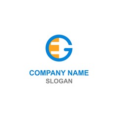 EG or GE initial uppercase letters, electrical plug & socket negative space logo.