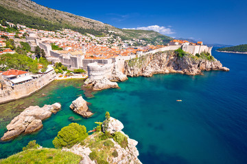 Medieval town of Dubrovnik with famous walls colorful view - obrazy, fototapety, plakaty