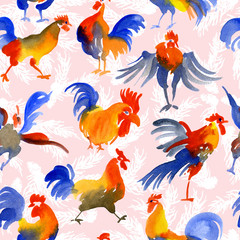 Fototapeta premium New Year, Christmas, festive, spruce, coniferous wreath. Decoration for the holiday. Garland of twigs, toys, mandarins and cookies. Watercolor. Illustration