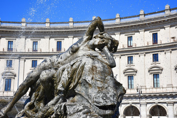 Rome,  Fountain of the Naiads in Piazza della Repubblica. View and details.