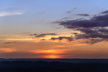sunset at the mountains landscape in twilight time