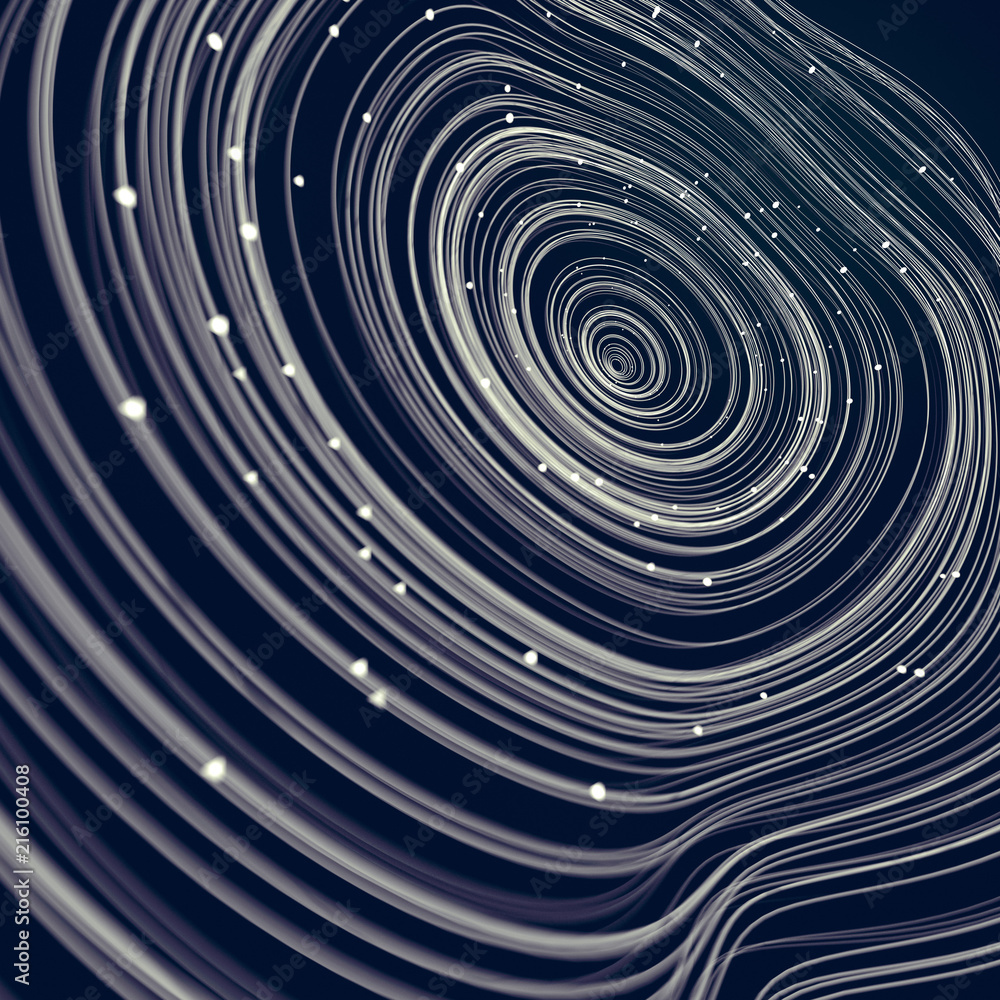 Aufkleber magic wavy rings with on a dark background. 3d rendering