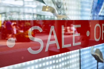 Advertising of the annual period of discounts in the store, information about sale in glass shop...