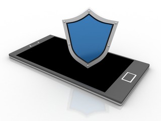 3d rendering Transmitter mobile with shield