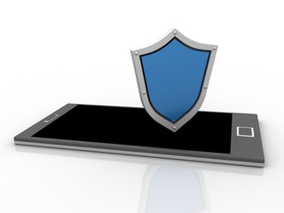 3d rendering Transmitter mobile with shield