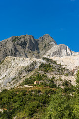 Fototapeta na wymiar Apuan Alps (Alpi Apuane) with the marble quarries. Tuscany, Italy, Europe