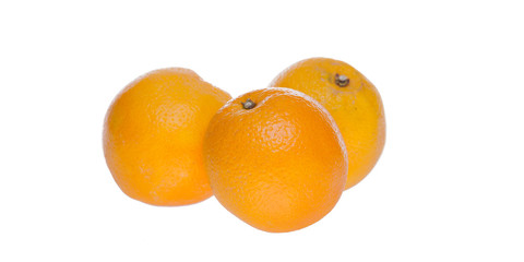 Orange on white background in studio isolated. Delicious summer refreshment