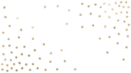 Vector background with confetti circles, small pieses of gold foil isolated on white. Modern element for wedding, celebration, party, anniversary, birthday, Valentine's Day designs.